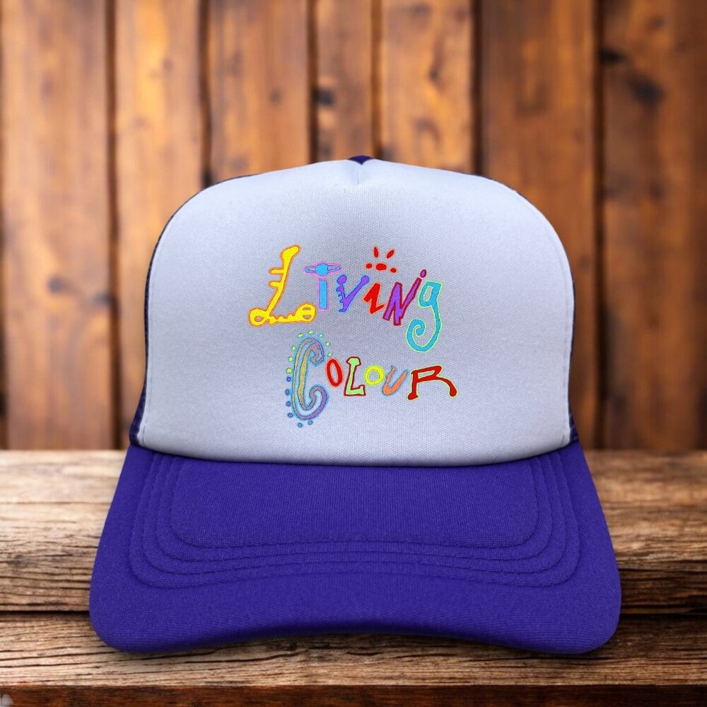 Living Color American 80s Rock Band Mens Trucker Hat Purple Corey Glover Cap